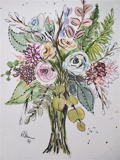 Flowers line and wash 2