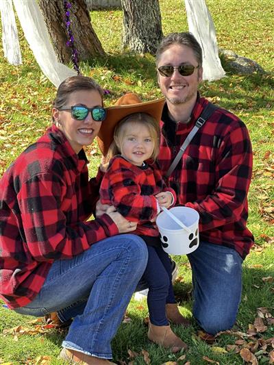 family in plaid