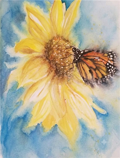 sunflower with butterfly