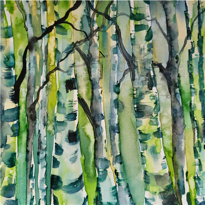 birch trees neg paint