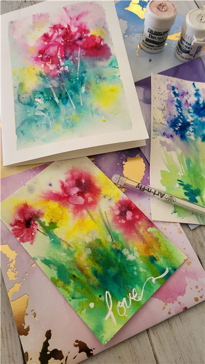 flowers and brush strokes