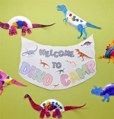 welcome sign for dino camp