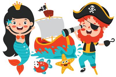 pirate & mermaid clip art